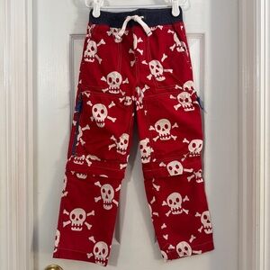 Mini Boden Boy Red & White Skull Print Pant & Short Convertible Cargo Pants